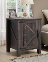 Gracie Oaks Clairese 24'' Tall Farmhouse End Table With Charging Station, Wood Nightstand With Adjustable Shelf, Built-In Outlets $299