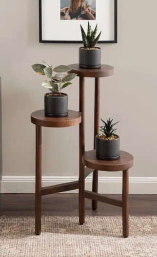 Gracie Oaks Fitley Tiered Mango Wood Plant Stand New In Box $299