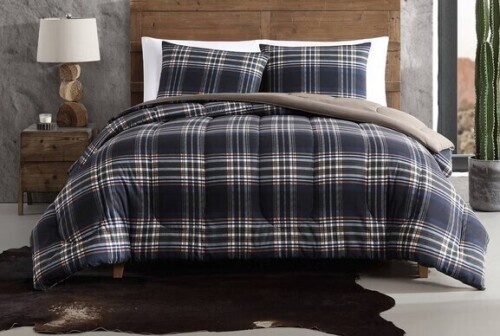 Wrangler 3pc Full/Queen City Flats Plaid Duvet Set Blue: Microfiber Bedding, OEKO-TEX Certified New In Box $199