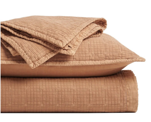 EverGrace King/Cal-King 3-Piece Stonewashed Crinkle Cotton Box Stitch Quilt Set New In Box $299
