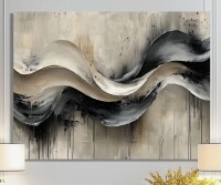 Wrought Studio&trade; 30" x 40" Grey On White Rhythmic Drizzle Ink River IV - Abstract Modern Waves Wall Art New In Box $199