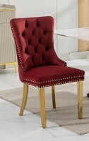 LOVMOR Nikki Collection Modern High end Tufted Solid Wood Contemporary Velvet Upholstered Dining Chair with Golden Stainless Steel Plating LegsNailhead Trim, Wine Red and Gold New In Box $399