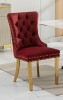 LOVMOR Nikki Collection Modern High end Tufted Solid Wood Contemporary Velvet Upholstered Dining Chair with Golden Stainless Steel Plating LegsNailhead Trim, Wine Red and Gold New In Box $399