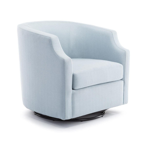 EmmaMason Comfort Pointe Infinity Sky Blue Swivel Glider Barrel Chair 8092-06, New in Box $999