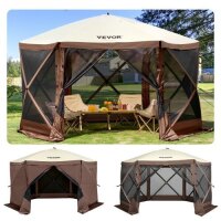 VEVOR Gazebo Screen Tent, 10' x 10', 6 Sided Pop-up Camping Canopy Shelter Tent with Mesh Windows, Portable Carry Bag, Ground Stakes, Large Shade Tents for Outdoor Camping, Lawn and Backyard, New in Box $299