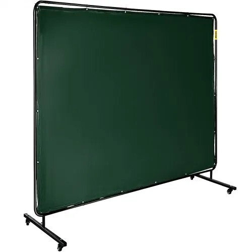 VEVOR Welding Screen with Frame 8\' x 6\', Welding Curtain with 4 Wheels, Welding Protection Screen Green Flame-Resistant Vinyl, Portable Light-Proof Professional in Black New in Box $299