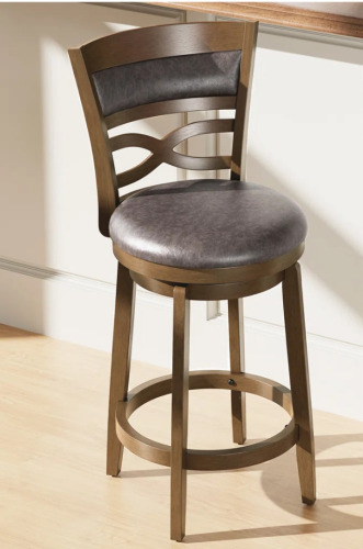 Mercer41 26&rdquo; Swivel Upholstered Wood Counter Stool with X-Back and Faux Leather Seat, New in Box $399