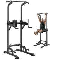 VEVOR Power Tower Dip Station, 10-Level Height Adjustable Pull Up Bar Stand, Multi-Function Home Gym Strength Training Fitness Workout Equipment with 7-Level Adjustable Backrest, PU Elbow Pads, 440LBS, New $299