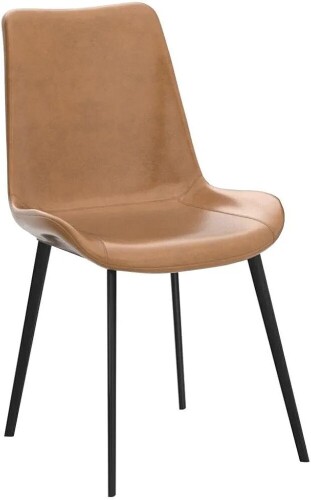 HIPIHOM Modern Dining Chair, Upholstered Faux Leather Cushion Seat and Sturdy Metal Legs, Brown, New in Box $299