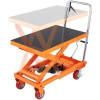 VEVOR Hydraulic Lift Table Cart, 1100lbs Capacity 35.4" Lifting Height, Manual Single Scissor Lift Table with 4 Wheels and Non-slip Pad, Hydraulic Scissor Cart for Material Handling and Transportation, New in Box $499