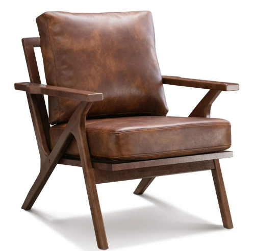 George Oliver Regenia 29.5" Wide Solid Wood Frame Upholstered Mid Century Modern Retro Accent Chair New Shelf Pull $399