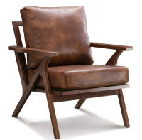 George Oliver Regenia 29.5" Wide Solid Wood Frame Upholstered Mid Century Modern Retro Accent Chair New Shelf Pull $399