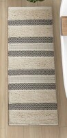 INK+IVY Asher Black Cotton Blend Hand-Woven Texture 22"x58'' Bath Rug with Non-Slip Backing New $79
