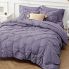 Bedsure King Pintuck Bed-in-a-Bag - Grayish Purple Pinch Pleat Comforter Set with Sheets, Pillowcases & Shams, 7-Piece Set New In Box $299