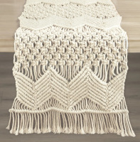 Lush Decor BOHO MACRAME HANDCRAFTED INDOOR/OUTDOOR WASHABLE WATER REPELLENT, 13X72 inch Table Runner $89