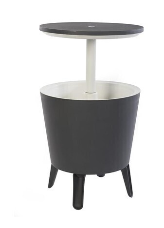 Keter Modern Cool Bar Outdoor Patio Furniture and Hot Tub Side Table with 7.5 Gallon Beer and Wine Cooler, Dark Grey New In Box $299