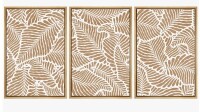 IDEA4WALL Neutral Botanical Leaf Pattern in Beige and White Tones &ndash; Pictures Framed Canvas Print 3 Pieces Wall Art 24" x 36" (x3) New In Box $299
