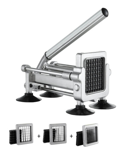 VEVOR French Fry Cutter, Potato Slicer with 1/2" 3/8" 1/4" Stainless Steel Blades, Manual Potato Cutter Chopper with Suction Cups, Great for Potato, French Fries, Cucumber, Vegetables, Carrot New In Box $199