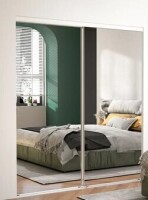 JUBEST MSD03 White Steel Framed Sliding Mirror Closet Doors 60" x 80" New in Box $499