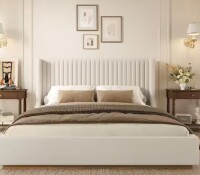 LUE BONA Buzio Series Upholstered Wood Base Bed - King Size New in Box $599