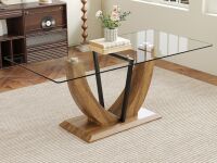 Dsunny Modern Minimalist Rectangular Glass Table with 0.39" Tempered Glass Table And MDF Legs,Metal Support Frame, (2 Boxes) New in Box $899