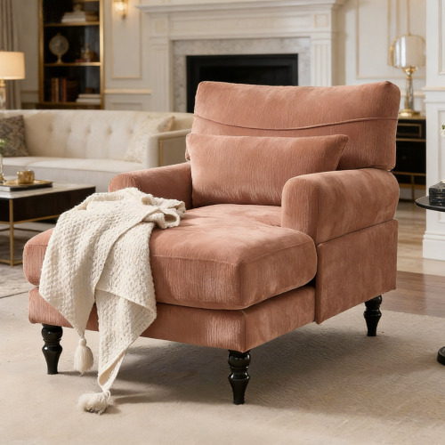 Latitude Run&reg; Eyisean 34'' W Modern Chenille Upholstered Chaise Lounge Chair Indoor, Comfy Sleeper Sofa Chair with Deep Cushion, Leisure Sofa Recliner Chair Sleeper with Armrest for Living Room/Bedroom New In Box $499
