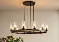 Laurel Foundry Modern Farmhouse Andrade 12-Light Dimmable Metal Wagon Wheel Chandelier New in Box $999