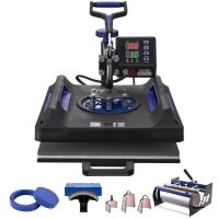 VEVOR Heat Press Machine, 15 x 15 inch, 8 in 1 Heat Transfer Machine with 30 oz Tumbler Press, 360&deg; Swing Away Digital T-Shirt Pressing, Teflon Coating, for T-Shirts/Mugs/Hats/Plates, Black+Blue New in Box $399