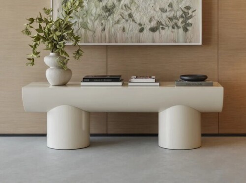Caloroso Balancia 55" Modern High-Glossy Lacquered Bench, Low Console Table for Entryway, Living Room and Bedroom, Fully Assembled $999