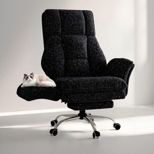 Wildon Home Big and Tall Office Chair, Flip Armrests for Pets & Cross Legged Sitting, Executive Ergonomic Computer Gaming Chair with Foot Rest, Gliter Fabric Wide Seat Reclining Desk Chair New Open Box $699