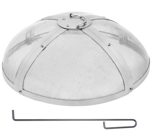 VEVOR Fire Pit Spark Screen Round 27", Reinforced Heavy Duty Steel Metal Cover, Outdoor Firepit Lid, Easy-Opening Top Screen Covers Round with Ring Handle for Outdoor Patio Fire Pits Backyard New In Box $199