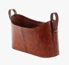 Union Rustic Handmade Leather Curved Box Style Single Slot Decorative Magazine Holder with Buckle Handles, 21" x 9" x 12" New In Box $299