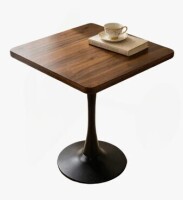 George Oliver Square Dining Table, 27.6" Tulip Table With Thickened Edge Decor Tabletop & Metal Pedestal, Mid Century Modern Bistro Table For Kitchen, Small Places, Living Room, Cafe ( Walnut Color) New In Box $399