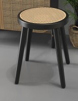 Bay Isle Home&trade; Round Solid Wood Handwoven Rattan Seat Stool, Multipurpose Makeup & Entryway Bench,17.72"L &times;11.81"W &times;17.32"H, Black New In Box $199