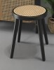 Bay Isle Home&trade; Round Solid Wood Handwoven Rattan Seat Stool, Multipurpose Makeup & Entryway Bench,17.72"L &times;11.81"W &times;17.32"H, Black New In Box $199