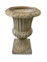 NFusion Aurelius Hand-Painted MGO Modern Neoclassical Fluted Pedestal Garden Urn New In Box $299
