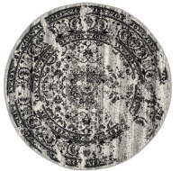 Safavieh Adirondack ADR101 Non-Shedding Power Loomed Indoor Area Rug - Silver/Black - 6' Round - Medallion Pattern, Low Pile, Pet Friendly $299