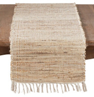 Saro Lifestyle Long Table Runner With Jute Chindi Design, 16"x72", Beige New In Box $89