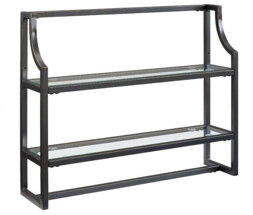 Crosley Aimee Wall Shelf in Oil Rubbed Bronze & Tempered Glass New In Box $299