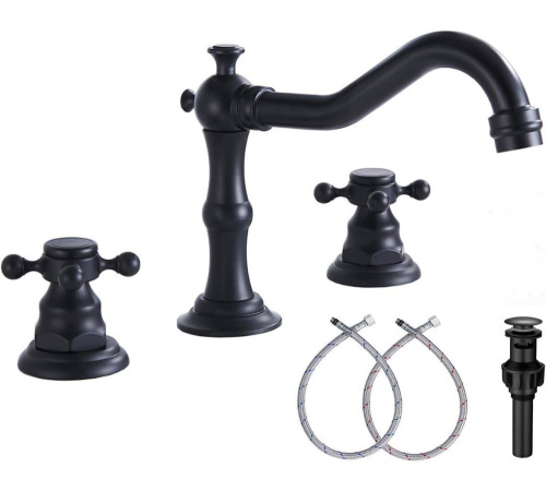 UFINE 2-handle Bathroom Faucet with Drain Assembly P-16389-Black New In Box $299