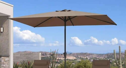 Rebrilliant 6.5' x 10' Rectangular Patio Umbrella Outdoor Table Umbrella Aluminum Frame Market Umbrella Sun Umbrella New Floor Model $299