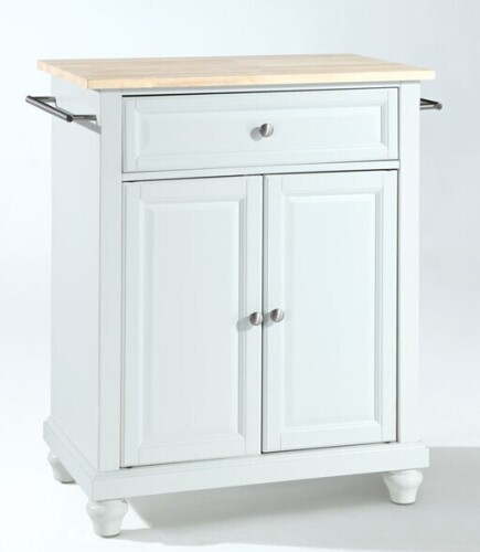 Crosley Furniture Wood Top Portable Kitchen Island / Cart in a White finish (3 Boxes) New in Box $699