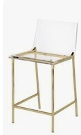 Fox Hill Trading Pure Decor 24" Antonio Lucite Counter Stools in Gold New in Box $499