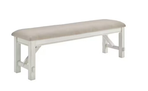 Powell Krause Smokey White Dining Bench Backless 60 in. New in Box $399