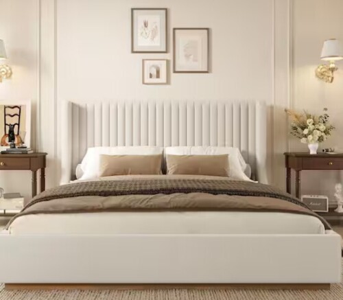 LUE BONA Buzio Series Upholstered Wood Base Bed - King Size New in Box $599