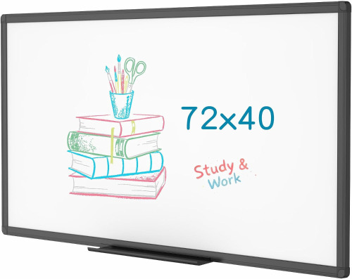 VIZ-PRO Magnetic Dry Erase Board, 72 x 40 Inches, Black Aluminium Frame New Shelf Pull $299