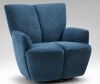 Art Leon Swivel Accent Chair, Modern Fabric Upholstered Barrel Chair, Single Sofa Chair with Metal Base, Dark Blue New in Box $799