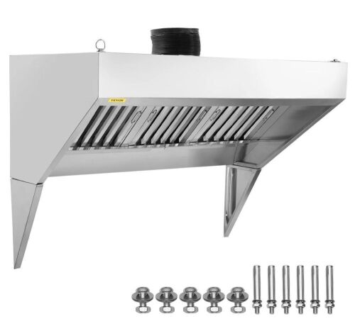 VEVOR Commercial Exhaust Hood, 6FT Food Truck Hood Exhaust, 201 Stainless Steel Concession Trailer Hood with 3 Detachable U-shaped Grid Oil Filter Mesh, Rust Resistant Vent Hood for Kitchen Restaurant New in Box $999
