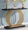 Tribesigns Gold Console Table Faux Marble Entryway Table Narrow Sofa Table with Geometric Metal Base 40 Inch Modern Accent Table Entrance Table for Living Room Hallway Foyer Black New in Box $299