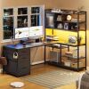 SEDETA 58" L-SHAPED Computer Desk with Storage Shelves and LED Light for Home Office, New in Box $599